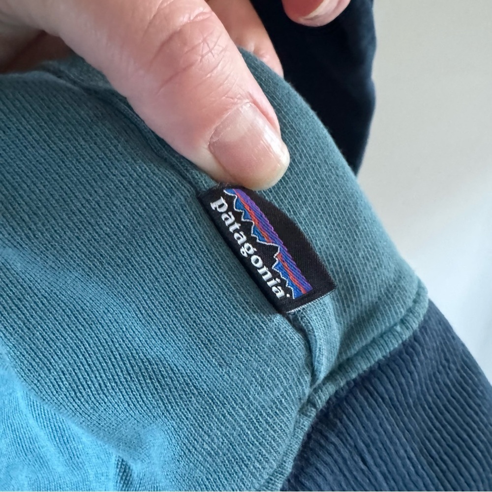 Patagonia P-6 Logo Organic Crew Sweatshirt Color: ABB - Blue and Teal Sweatshirt - Picture 5 of 10